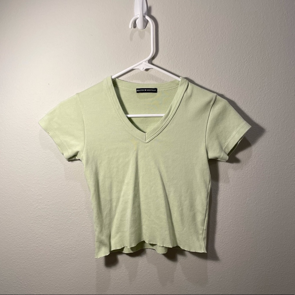 Brandy Melville v neck green tee